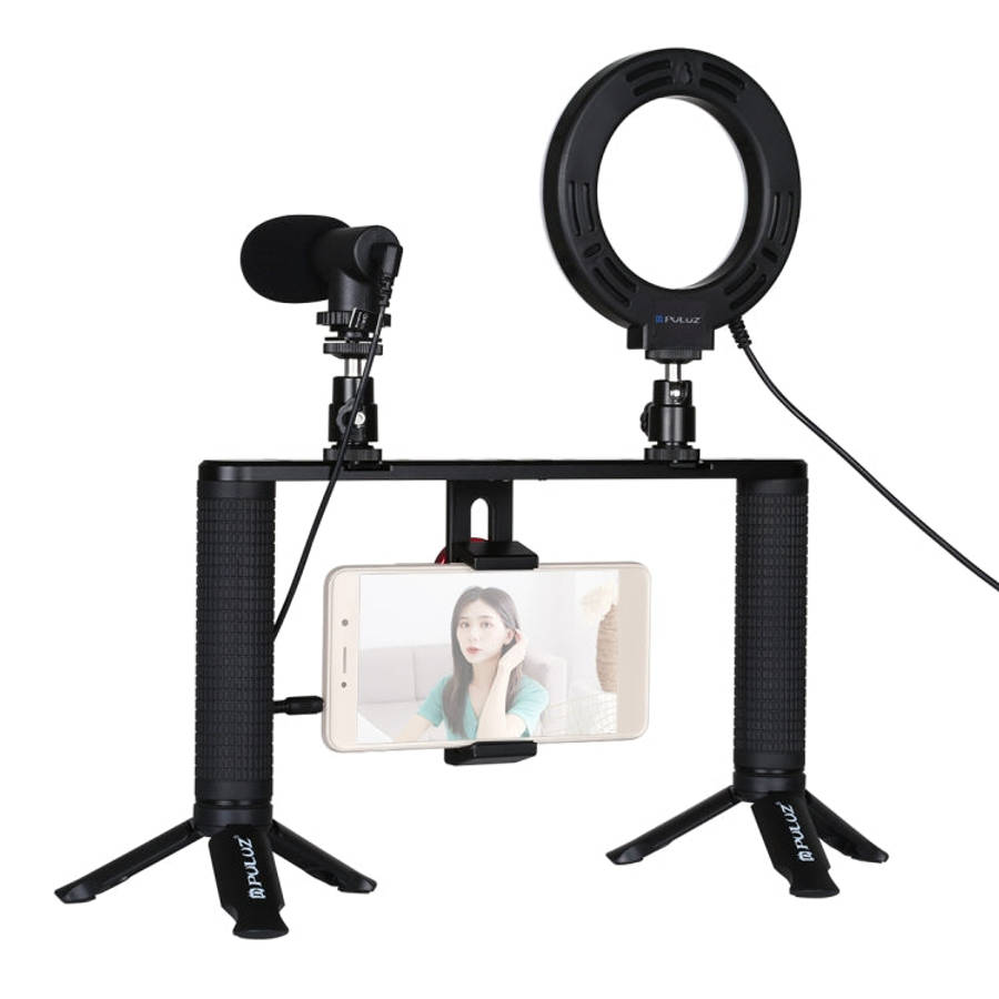 PULUZ 4 in 1 Vlogging Live Broadcast 4.7 inch 12cm Ring LED Selfie Light Smartphone Video Rig Han...
