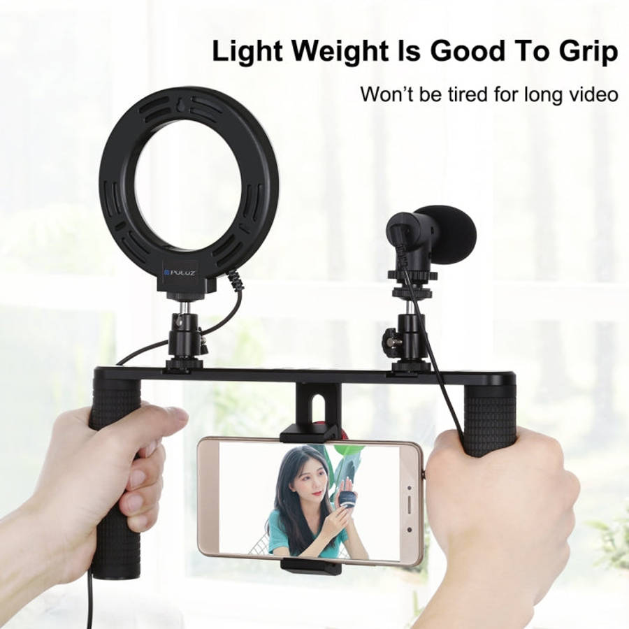 PULUZ 4 in 1 Vlogging Live Broadcast 4.7 inch 12cm Ring LED Selfie Light Smartphone Video Rig Han...