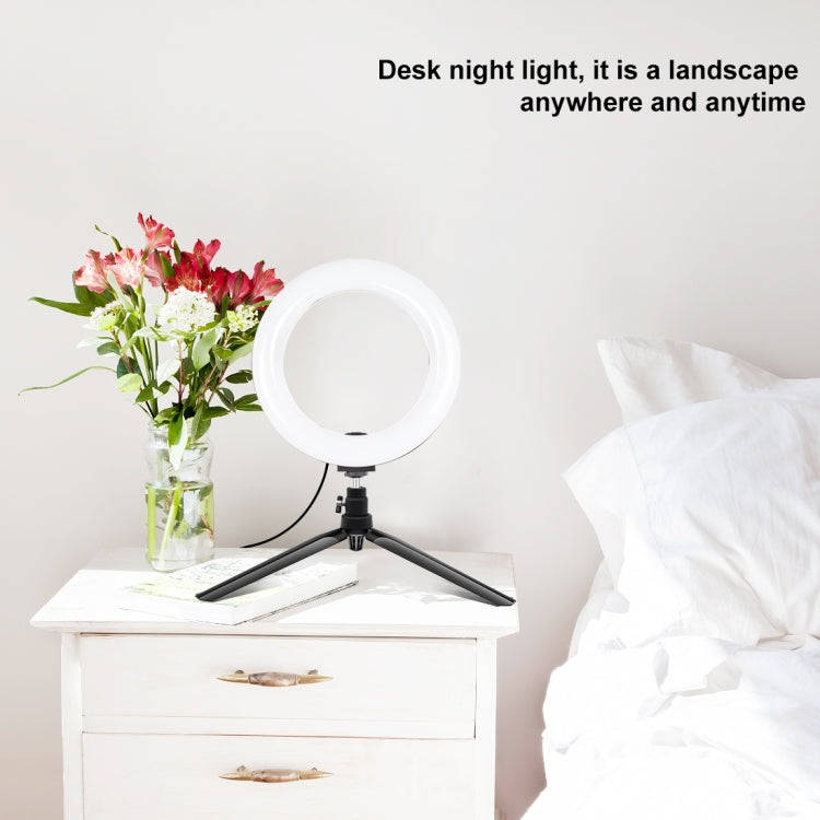 PULUZ 7.9 inch 20cm Light + Desktop Tripod Mount USB 3 Modes Dimmable Dual Color Temperature LED ...
