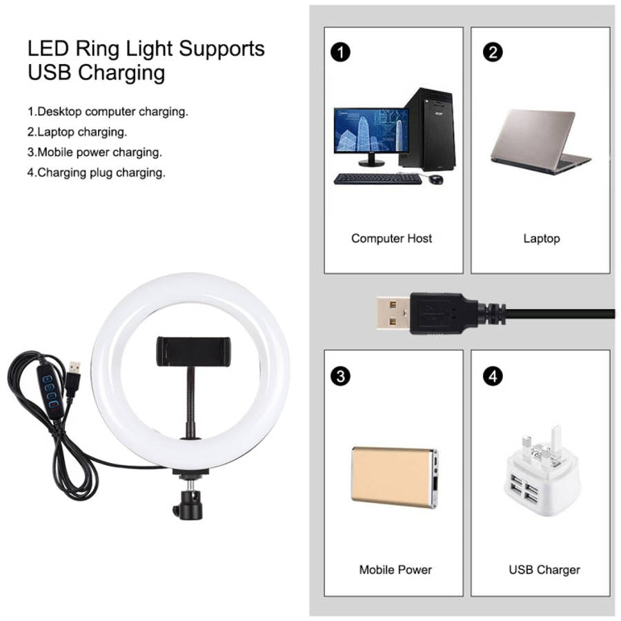 PULUZ 7.9 inch 20cm Light+ Round Base Desktop Holder USB 3 Modes Dimmable Dual Color Temperature ...