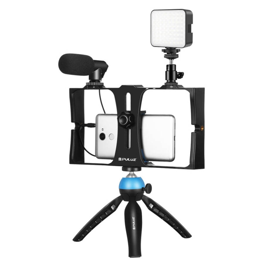 PULUZ 4 in 1 Vlogging Live Broadcast LED Selfie Fill Light Smartphone Video Rig Kits with Microph...