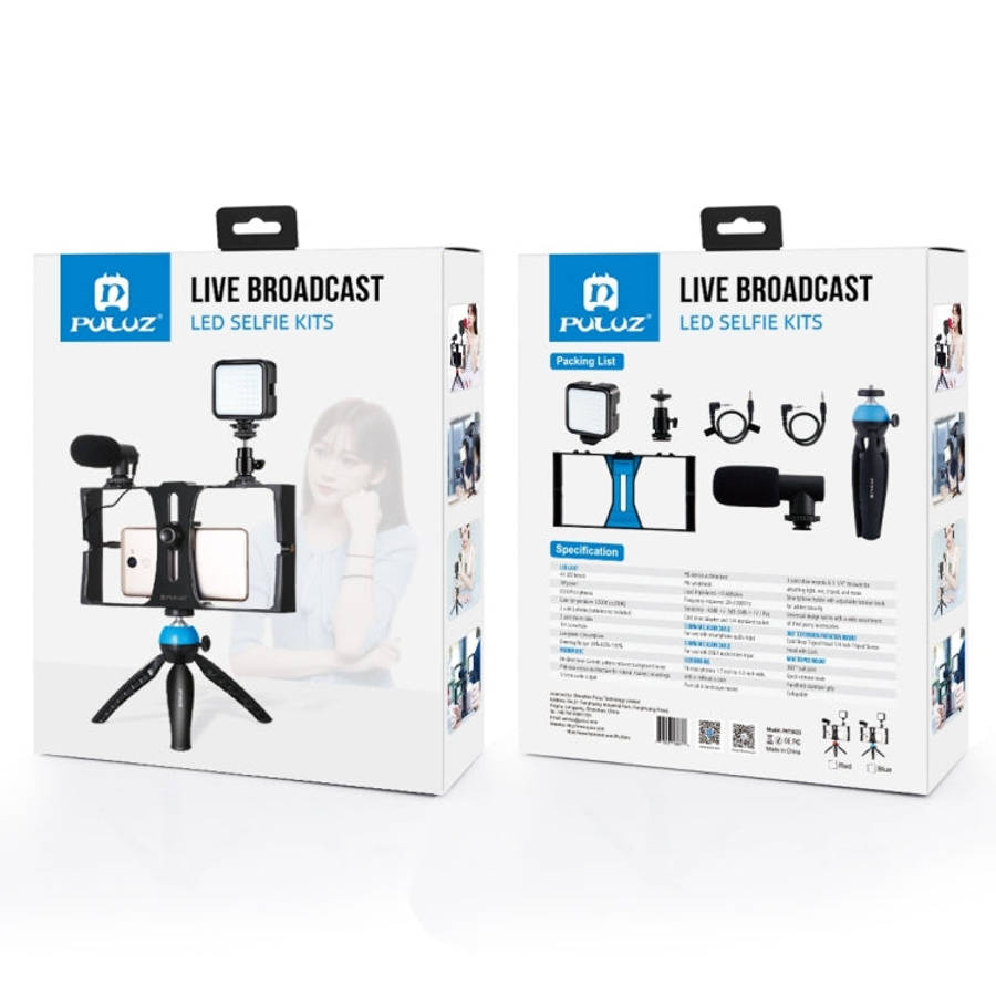 PULUZ 4 in 1 Vlogging Live Broadcast LED Selfie Fill Light Smartphone Video Rig Kits with Microph...