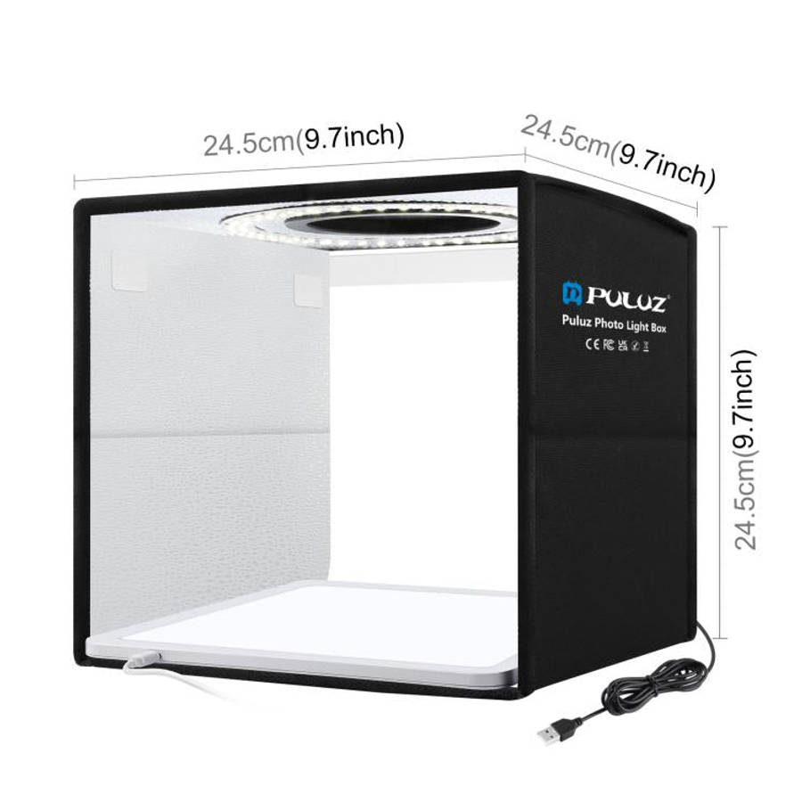 PULUZ 25cm Folding Portable High CRI Ring LED Photo Lighting Studio Tent Box + Shadowless Light L...
