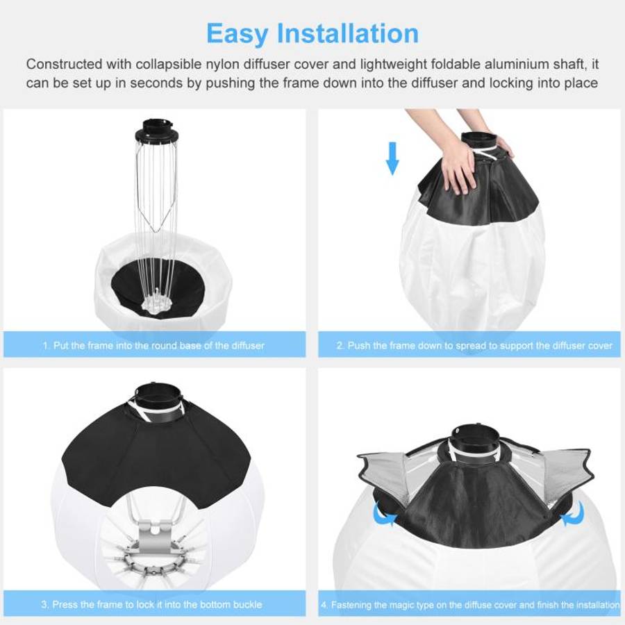PULUZ 220V 120W Studio Video Light + 2.8m Light Holder + 65cm Foldable Lantern Softbox Photograph...
