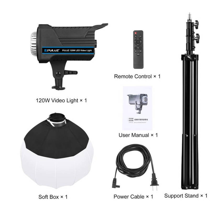 PULUZ 220V 120W Studio Video Light + 2.8m Light Holder + 65cm Foldable Lantern Softbox Photograph...
