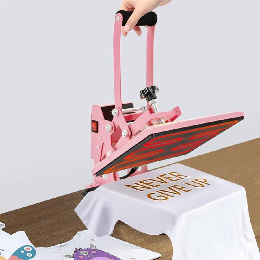 Hand Stamping Machine T-Shirt Clothes Heat Transfer, Size: 23x30cm, US Plug (Green)