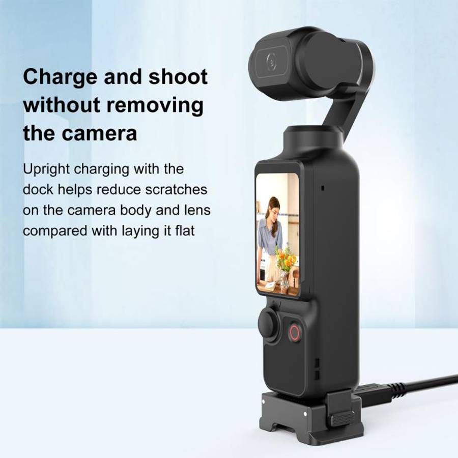 For DJI Osmo Pocket 4P / 4 / 3 PULUZ Plastic Quick-Release Charging Adapter Base (Black)