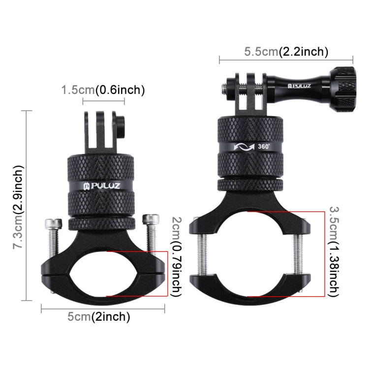PULUZ 360 Degree Rotation Bike Aluminum Handlebar Adapter Mount with Screw for GoPro, Insta360, D...