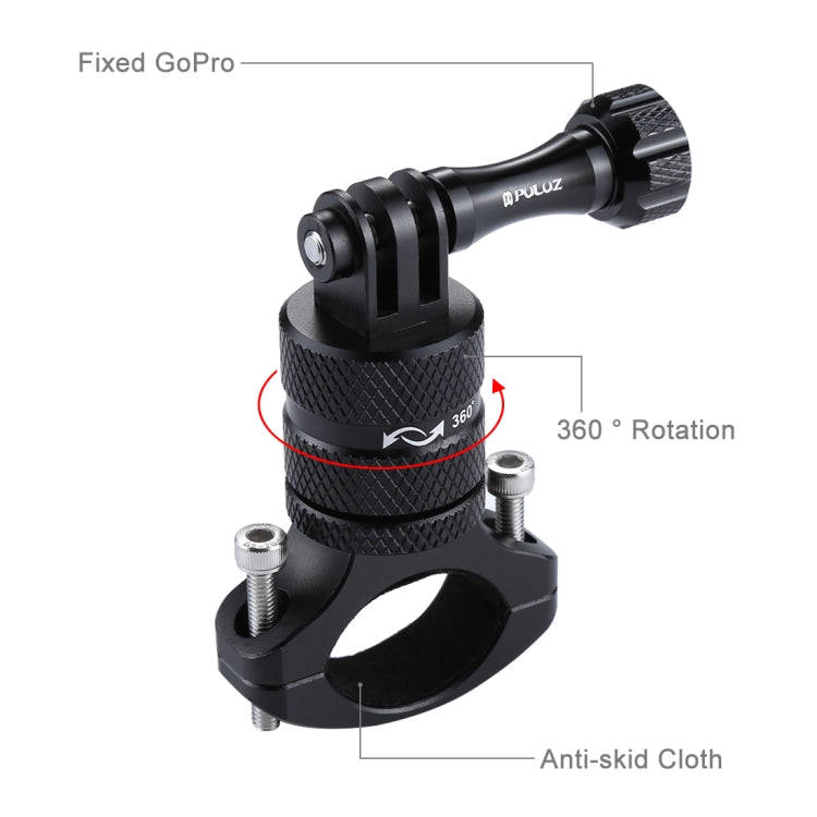 PULUZ 360 Degree Rotation Bike Aluminum Handlebar Adapter Mount with Screw for GoPro, Insta360, D...