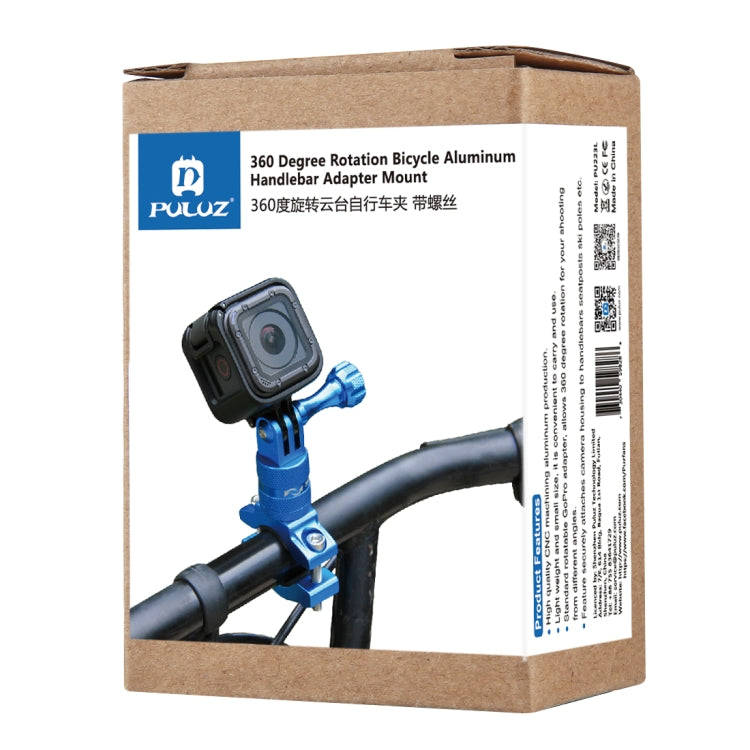PULUZ 360 Degree Rotation Bike Aluminum Handlebar Adapter Mount with Screw for GoPro, Insta360, D...