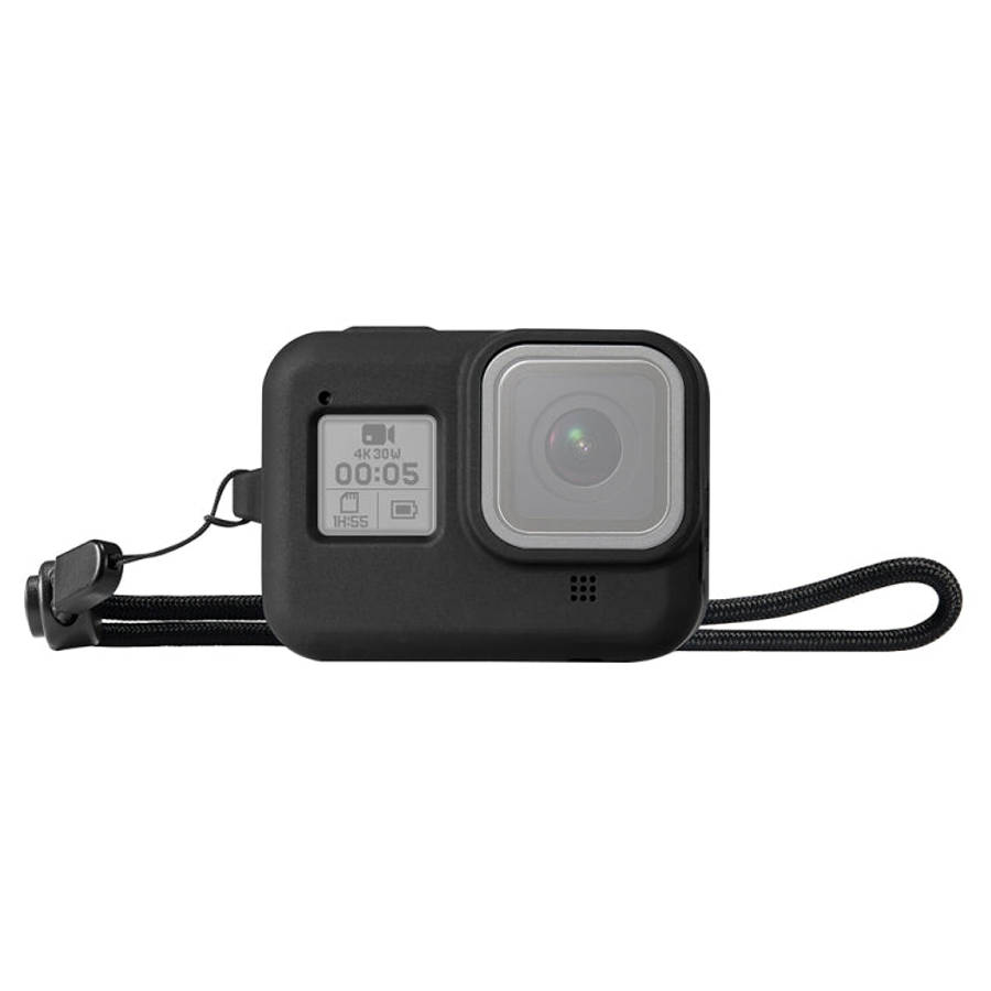 PULUZ Silicone Protective Case Cover with Wrist Strap for GoPro HERO8 Black(Black)