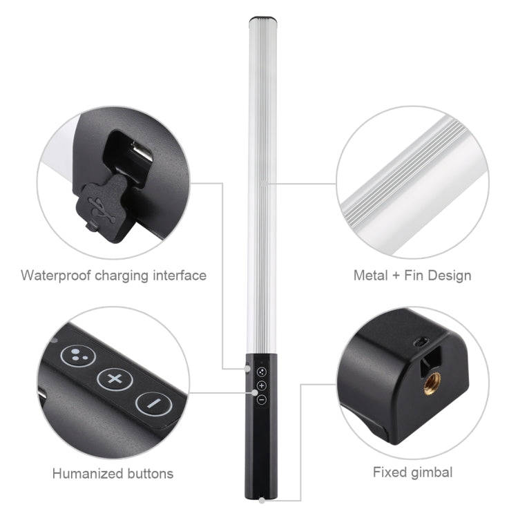 PULUZ RGB Colorful Photo LED Stick Adjustable Color Temperature Handheld LED Fill Light with Remo...