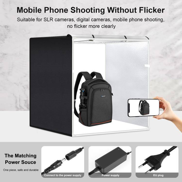 PULUZ 80cm Folding Portable 72W White Light Photo Lighting Studio Shooting Tent Box Kit with 3 Co...