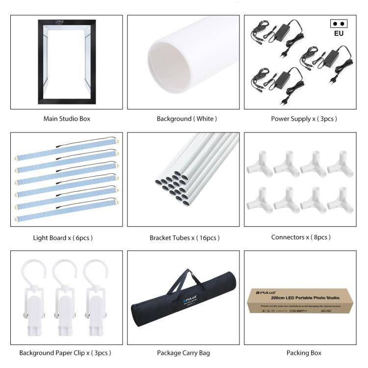 PULUZ 2m 240W 5500K Photo Light Studio Box Kit for Clothes / Adult Model Portrait(EU Plug)