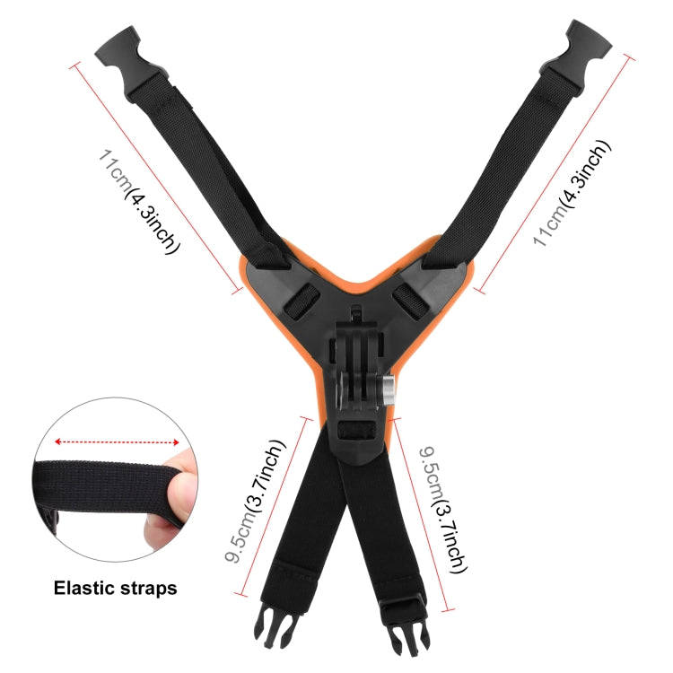 PULUZ Motorcycle Helmet Chin Strap Mount for GoPro, DJI Osmo Action and Other Action Cameras(Orange)