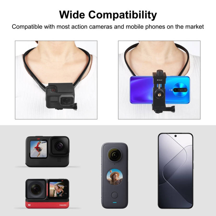 PULUZ Lazy Adjustable Neck Bracket for GoPro Action Camera Smartphones (Black)