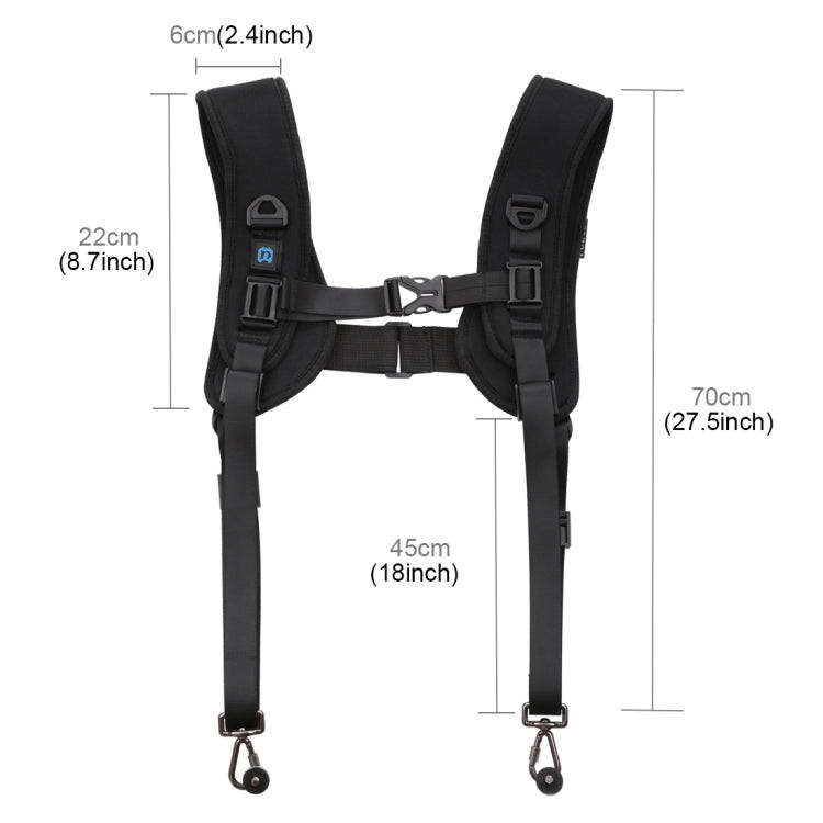 PULUZ Quick Release Double Shoulder Harness Soft Pad Decompression Foam Strap Belt for DSLR Digit...