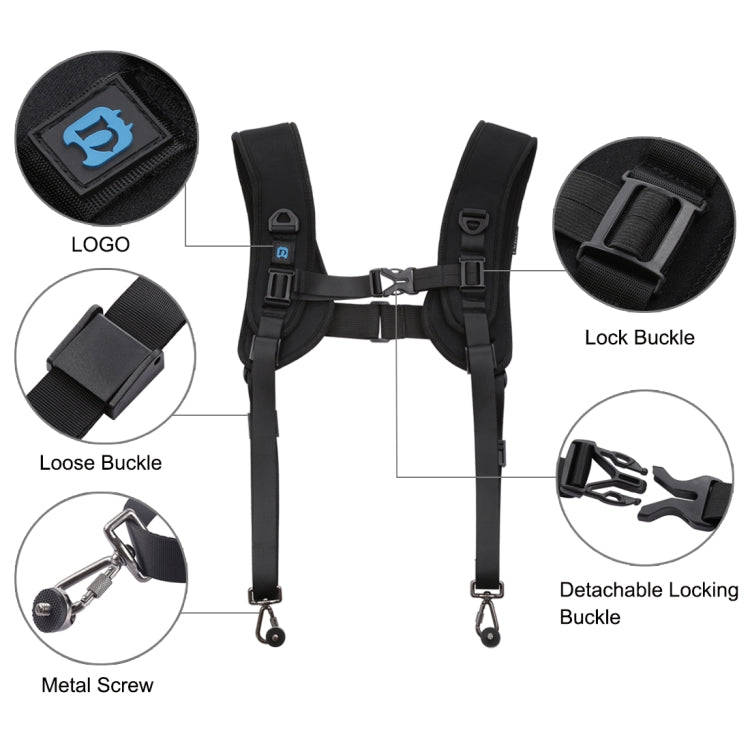 PULUZ Quick Release Double Shoulder Harness Soft Pad Decompression Foam Strap Belt for DSLR Digit...
