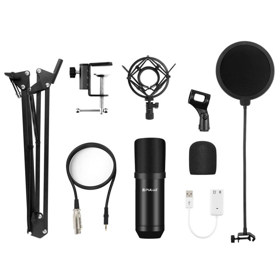 PULUZ Studio Broadcast Professional Singing Microphone Kits with Suspension Scissor Arm & Metal S...
