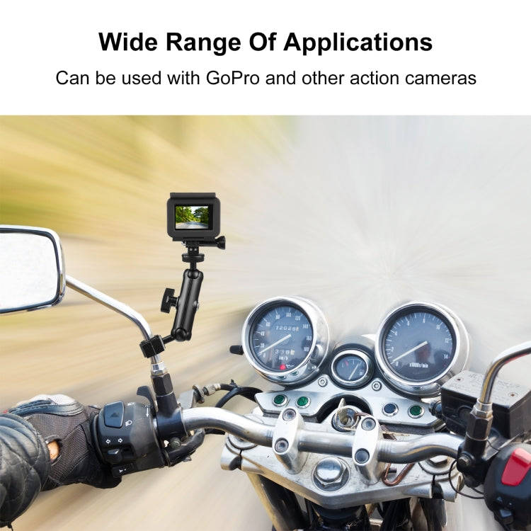 PULUZ Motorcycle Holder Rearview Mirror Fixed Mount for GoPro and Other Action Cameras (Black)