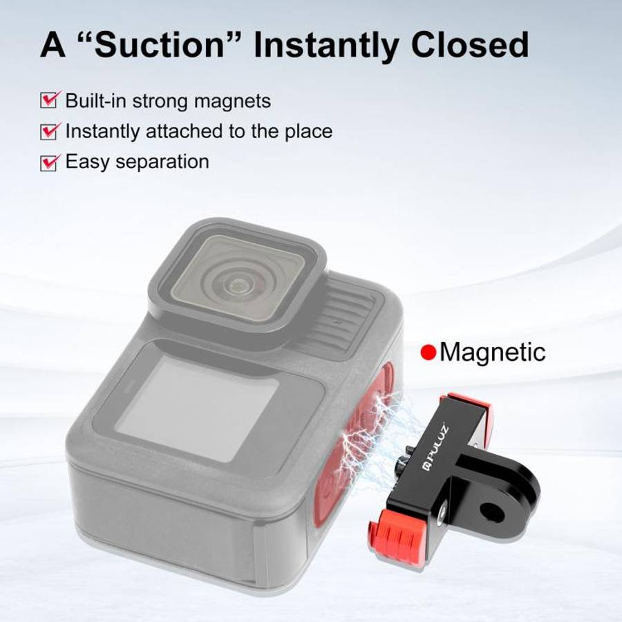 For GoPro MISSION 1 / 1 PRO / HERO13 Black  PULUZ Magnetic Quick Release Base Mount (Black Red)