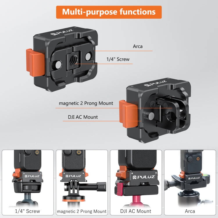 For DJI Osmo Pocket 3 PULUZ Quick Release Mount Adapter (Black)