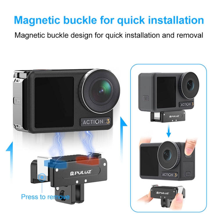 For DJI Osmo Action 5 Pro / 4 / 3 / Osmo 360 PULUZ Magnetic Quick Release Metal Base (Black)
