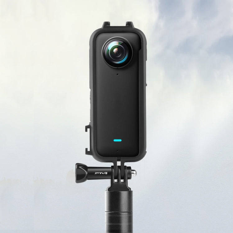 For Insta360 X3 PULUZ Cold Shoe PC Plastic Protective Frame with Adapter Mount & Screw(Black)