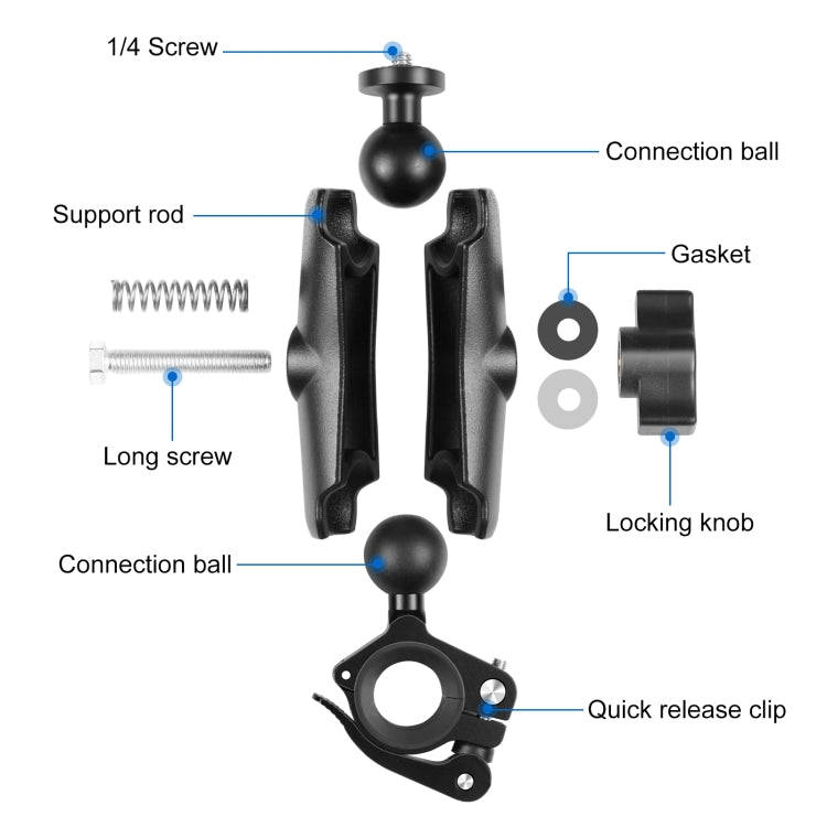 PULUZ Motorcycle O-Clip Quick Release Clamp Handlebar Fixed Mount Holder for GoPro and Other Acti...