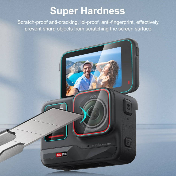 For Insta360 Ace Pro PULUZ 3 in 1 Rear & Front  Screen + Lens Tempered Glass Film (Transparent)