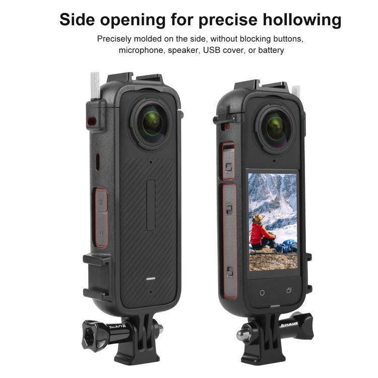 For Insta360 X4 PULUZ Cold Shoe PC Plastic Protective Frame with Adapter Mount & Screw (Black)