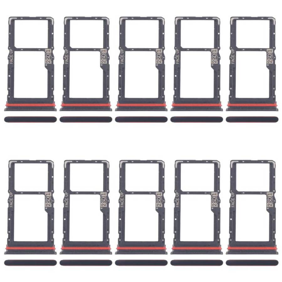 For Motorola Moto G56 10pcs Original SIM Card Tray + SIM / Micro SD Card Tray (Black)
