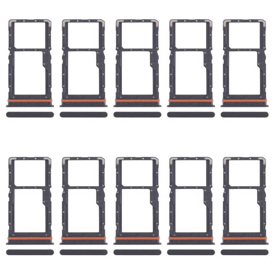 For Xiaomi Redmi 13 5G 10pcs SIM Card Tray + SIM Card Tray / Micro SD Card Tray (Black)
