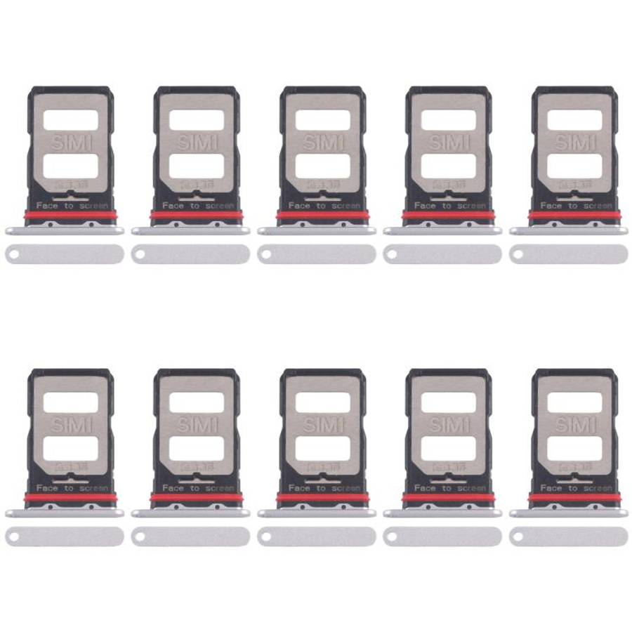 For Xiaomi Poco F6 Pro 10pcs SIM Card Tray + SIM Card Tray (Silver)
