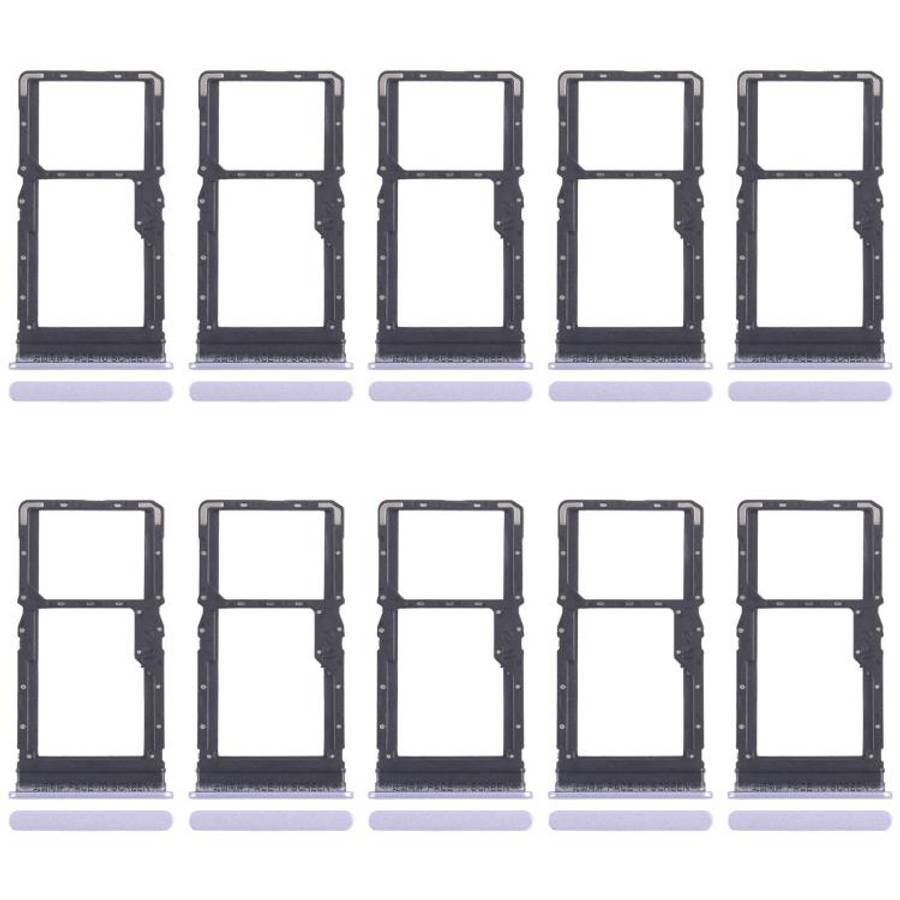 For Xiaomi Poco M6 4G 10pcs SIM Card Tray + SIM Card Tray / Micro SD Card Tray (Purple)