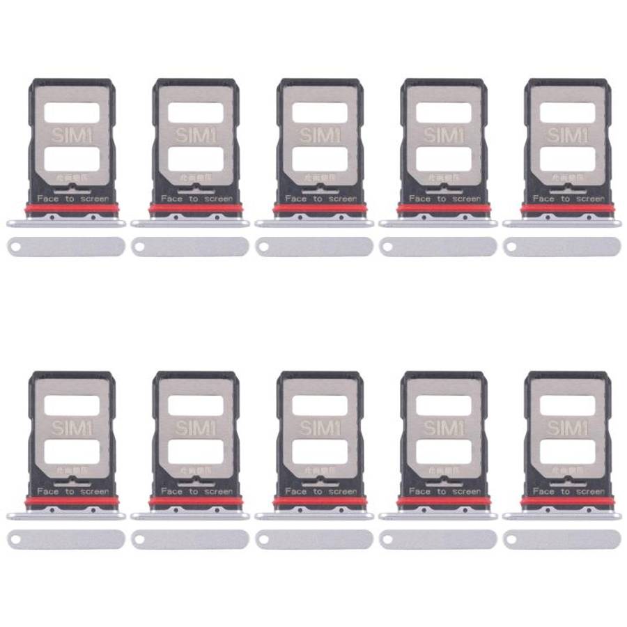 For Xiaomi Redmi K70 Pro 10pcs SIM Card Tray + SIM Card Tray (Silver)