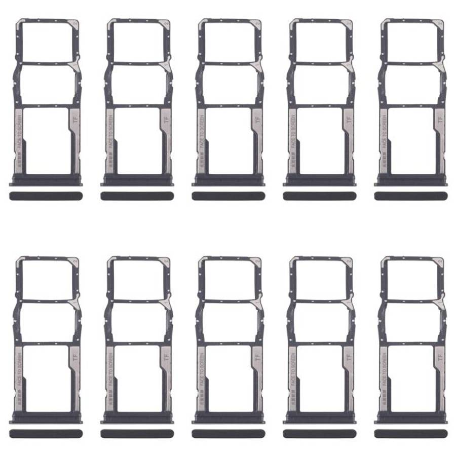 For Xiaomi Redmi 13C 5G 10pcs SIM Card Tray + SIM Card Tray + Micro SD Card Tray (Black)