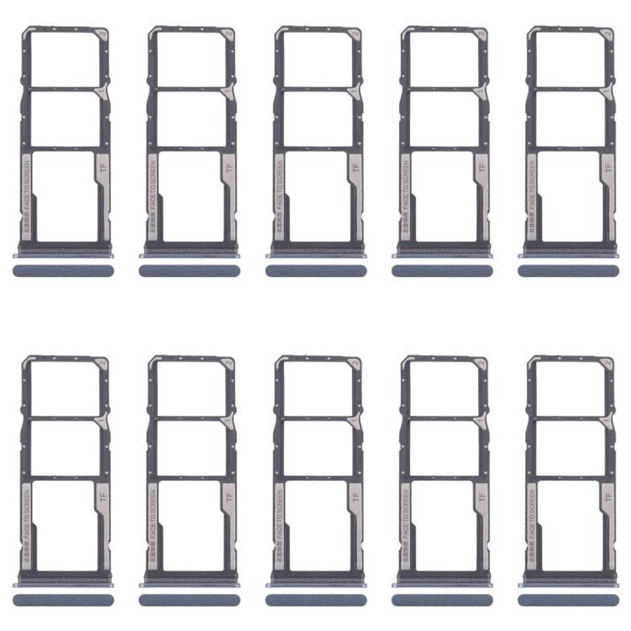 For Xiaomi Redmi 13C 5G 10pcs SIM Card Tray + SIM Card Tray + Micro SD Card Tray (Blue)