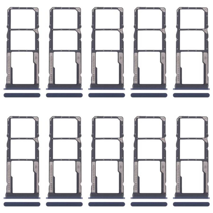 For Xiaomi Redmi 14C 5G 10pcs SIM Card Tray + SIM Card Tray + Micro SD Card Tray (Blue)