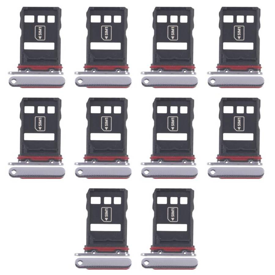For Huawei P50 Pro 10pcs Original SIM Card Tray + NM Card Tray (Black)
