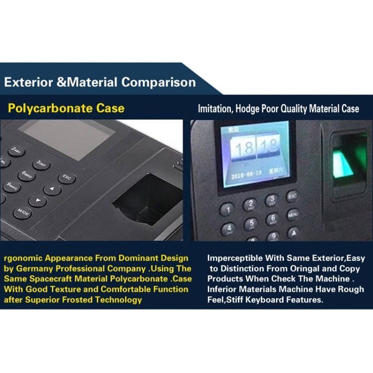 U160 3.0 inch Color Screen ZK Software Fingerprint Time Attendance with TCP/IP, USB Communication...