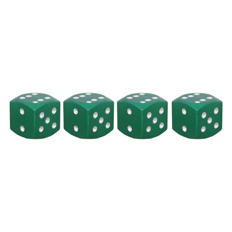 Universal 8mm Dice Style Aluminium Alloy Car Tire Valve Caps, Pack of 4(Green)