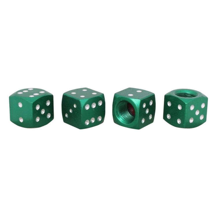 Universal 8mm Dice Style Aluminium Alloy Car Tire Valve Caps, Pack of 4(Green)