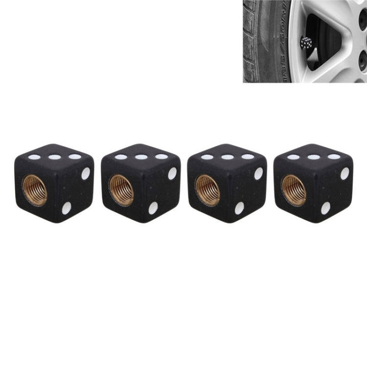 Universal 8mm Dice Style Plastic Car Tire Valve Caps, Pack of 4(Black)