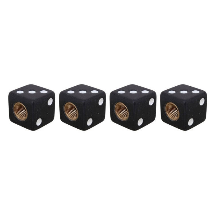 Universal 8mm Dice Style Plastic Car Tire Valve Caps, Pack of 4(Black)