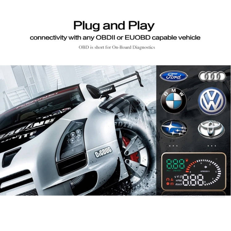 X6 3.5 inch Car OBDII / EUOBD HUD Vehicle-mounted Head Up Display Security System, Support Speed ...