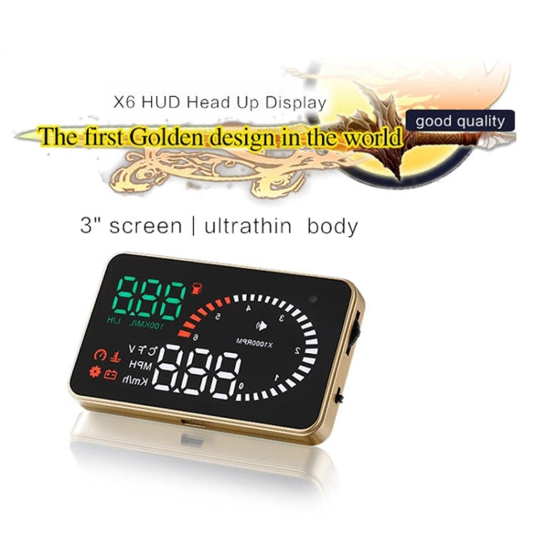 X6 3.5 inch Car OBDII / EUOBD HUD Vehicle-mounted Head Up Display Security System, Support Speed ...