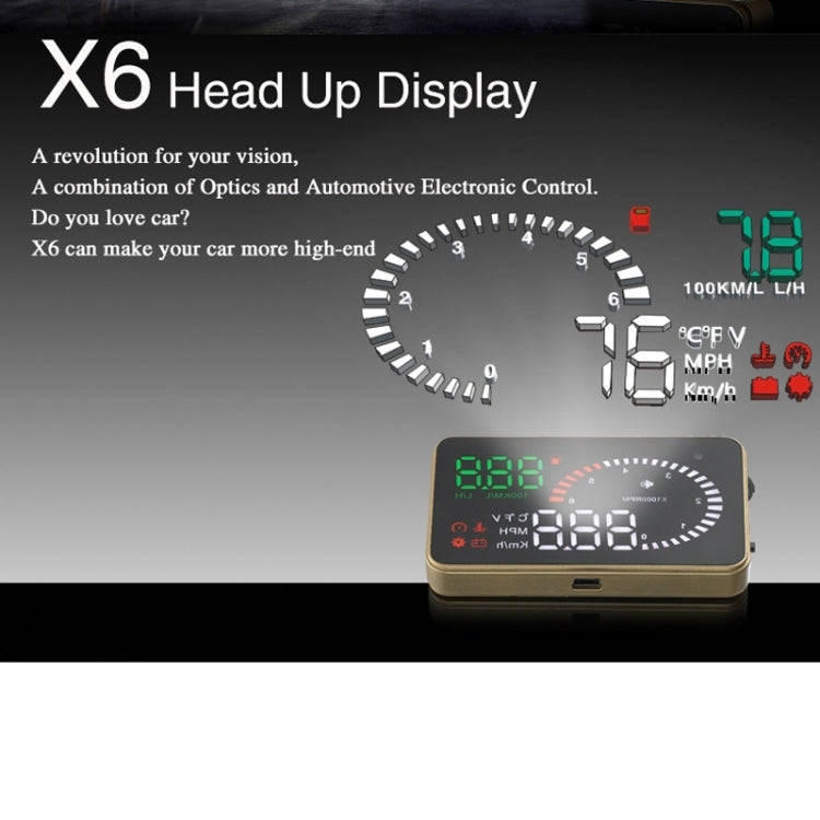 X6 3.5 inch Car OBDII / EUOBD HUD Vehicle-mounted Head Up Display Security System, Support Speed ...