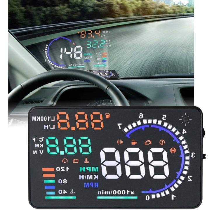 A8 5.5 inch Car OBDII HUD Warning System Vehicle-mounted Head Up Display Projector with LED, Supp...