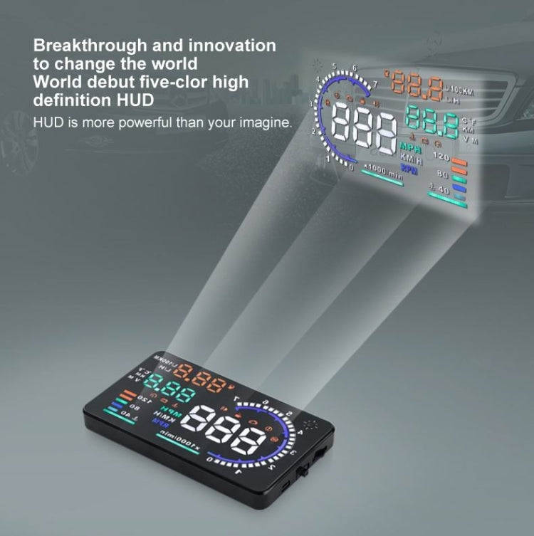 A8 5.5 inch Car OBDII HUD Warning System Vehicle-mounted Head Up Display Projector with LED, Supp...